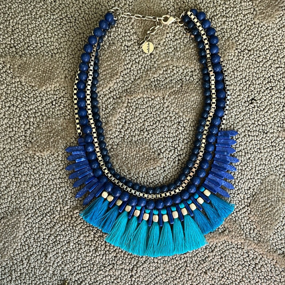 Stella and Dot blue, gold and turquoise necklace